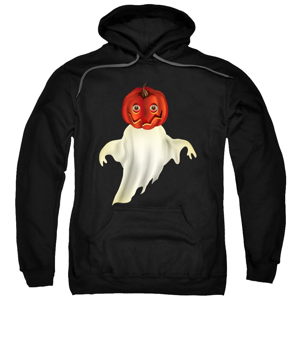 Ghost Sweatshirt featuring the digital art Pumpkin Headed Ghost Graphic by MM Anderson