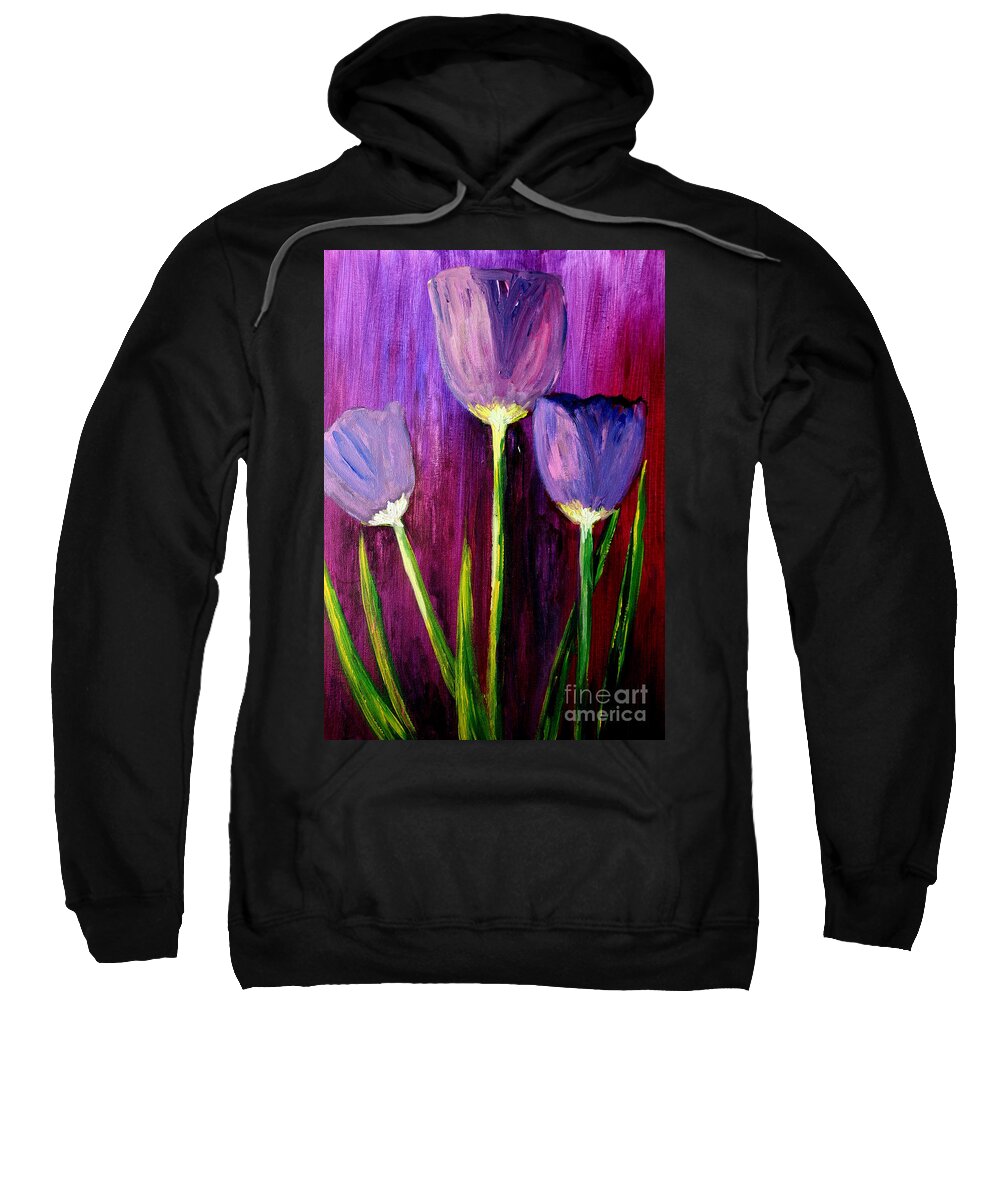 Flower Sweatshirt featuring the painting Purely Purple by Julie Lueders 