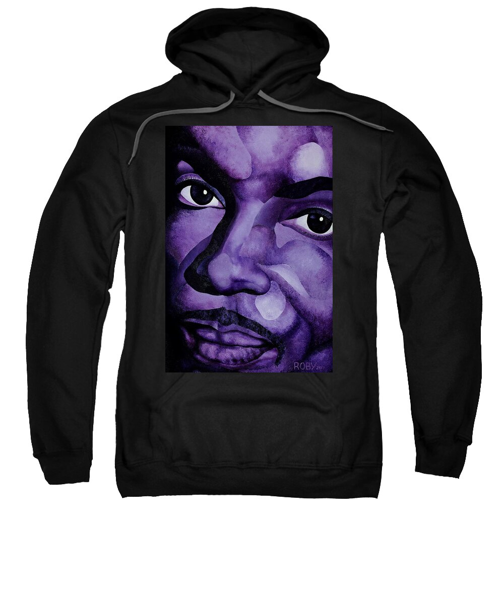 Prince Close Up Portrait Sweatshirt featuring the painting Purple Reign by William Roby