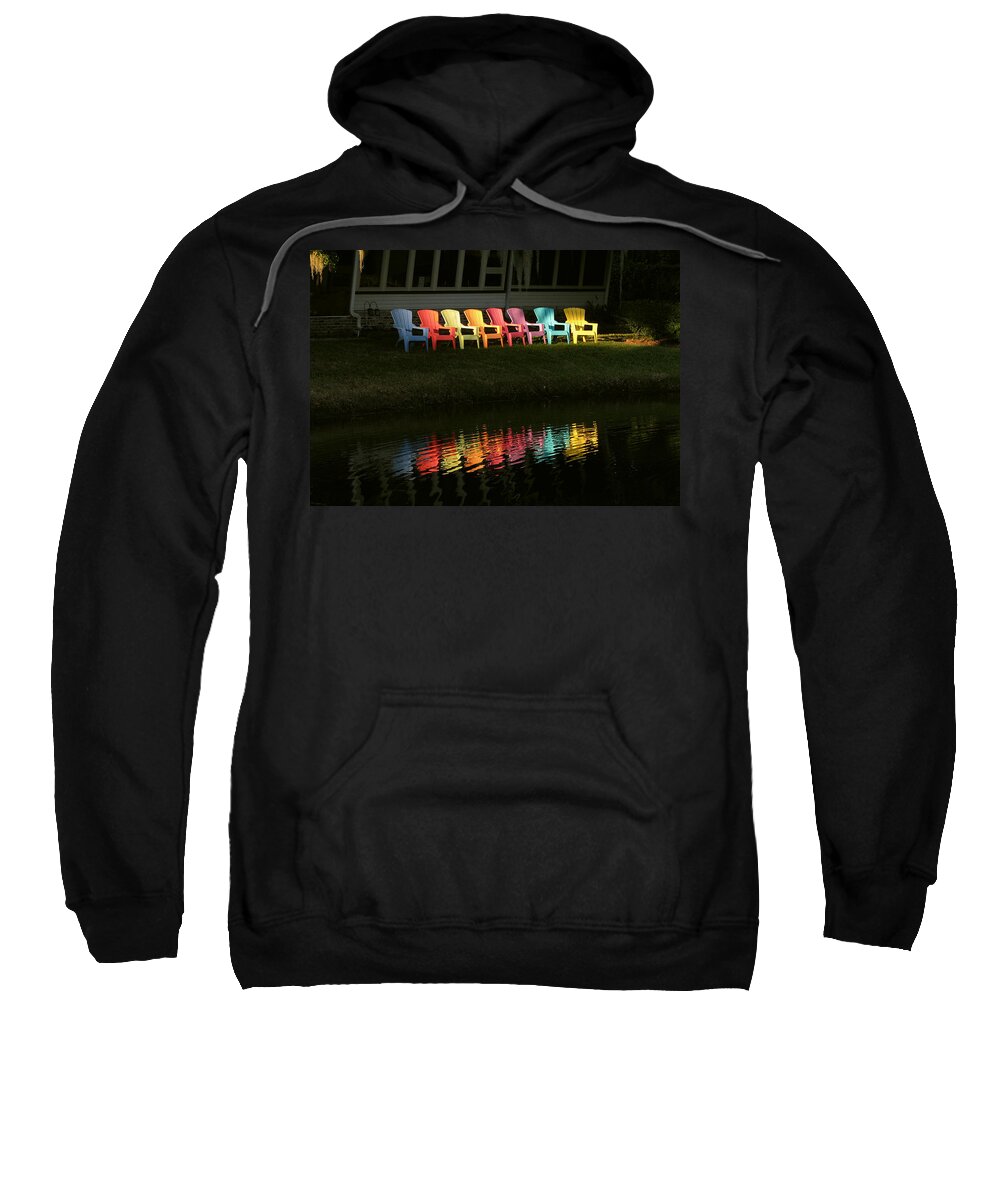 Lounge Sweatshirt featuring the photograph Rainbow Chairs by Peggy Urban