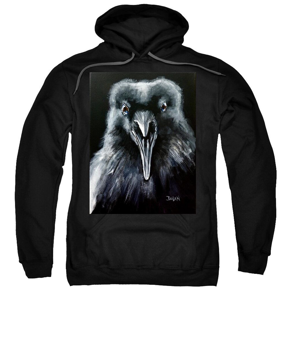 Raven Sweatshirt featuring the painting Raven Squawk by Pat Dolan