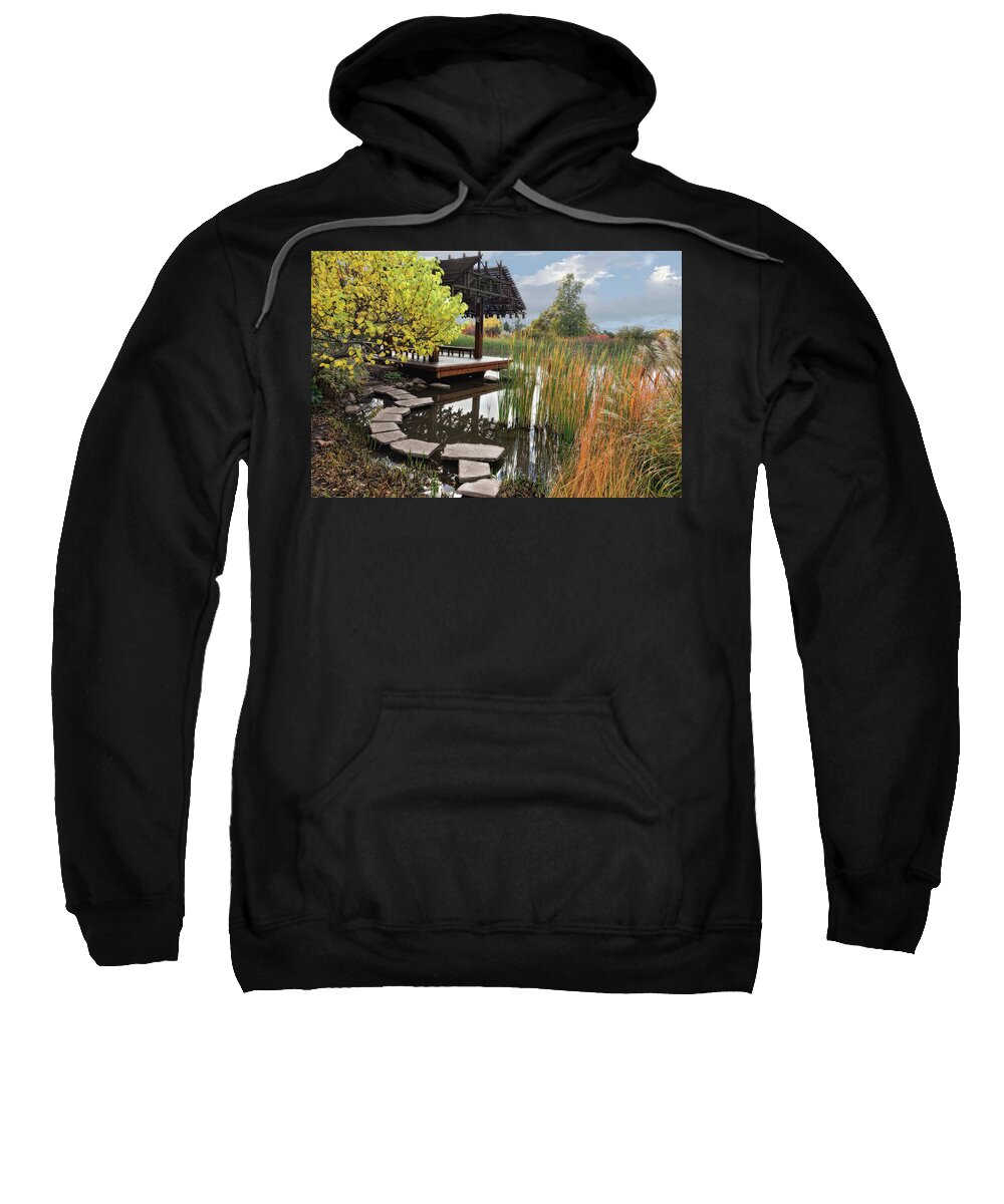 Water Pavillion Sweatshirt featuring the photograph Red Butte Gardens by Douglas Pulsipher