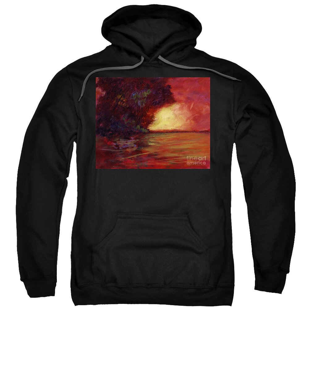 Impressionism Sweatshirt featuring the painting Red Dusk by Julianne Felton