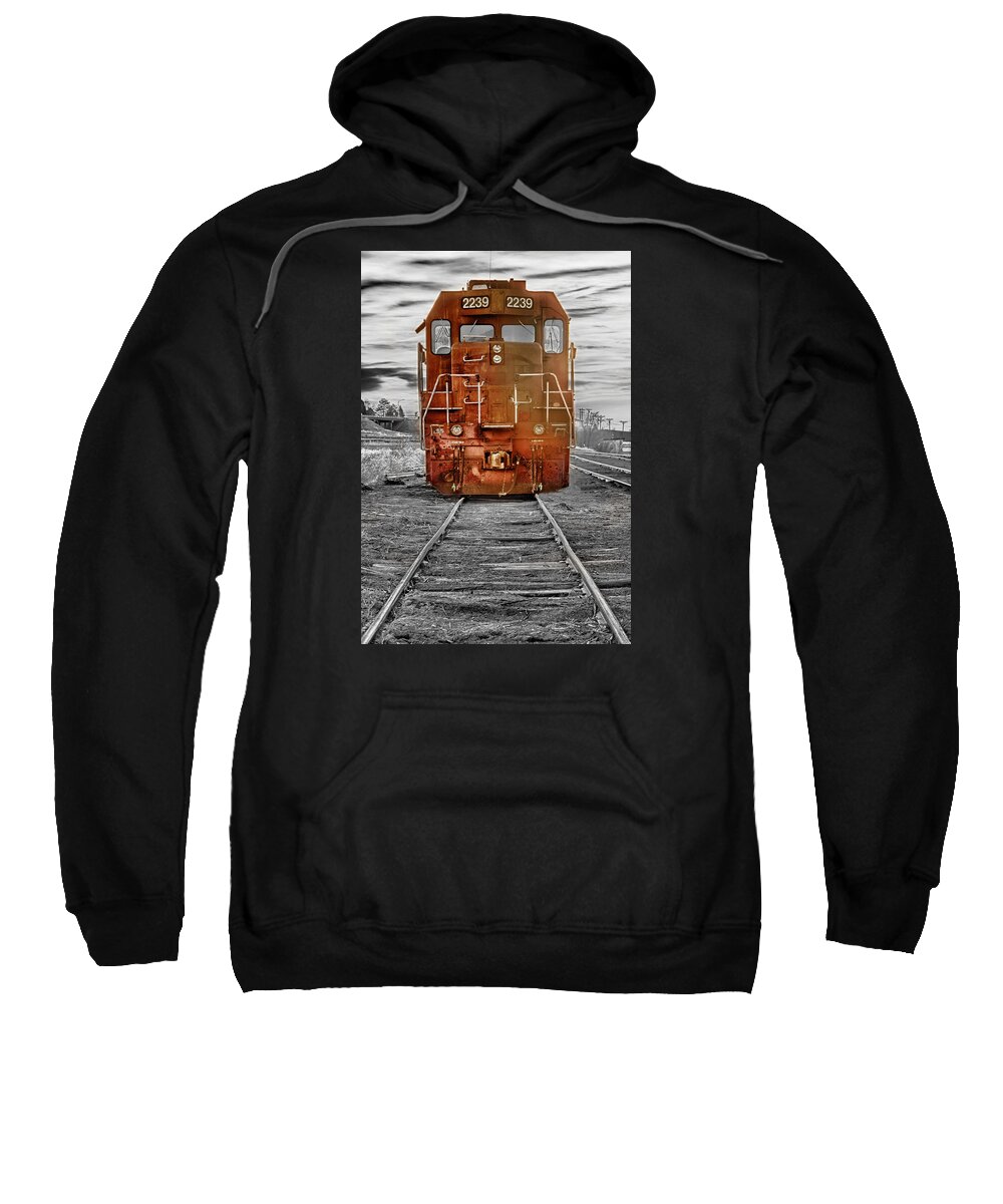 Railroad Sweatshirt featuring the photograph Red Locomotive by James BO Insogna