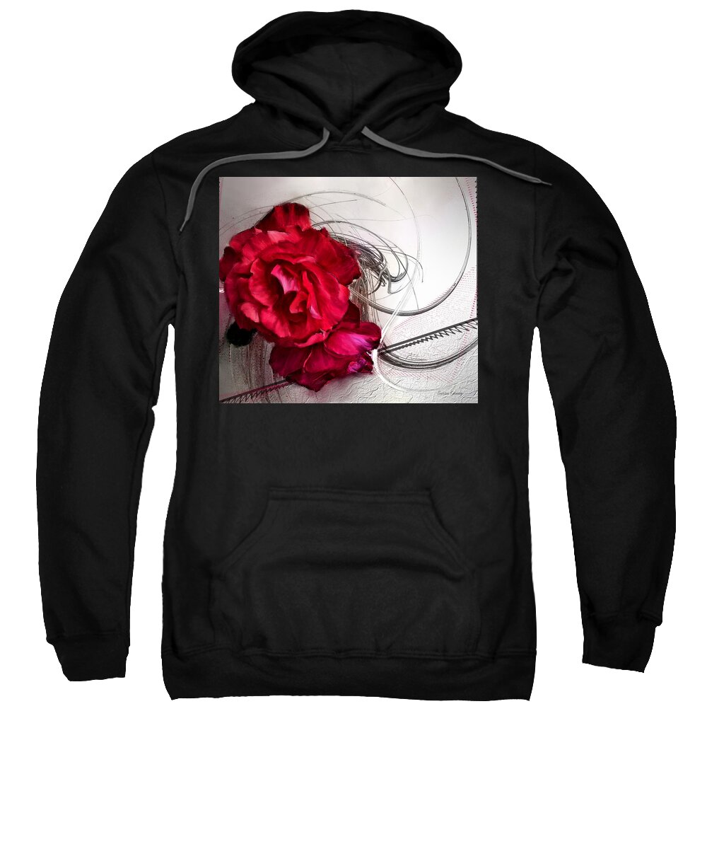 Floral Sweatshirt featuring the painting Red Roses by Susan Kinney