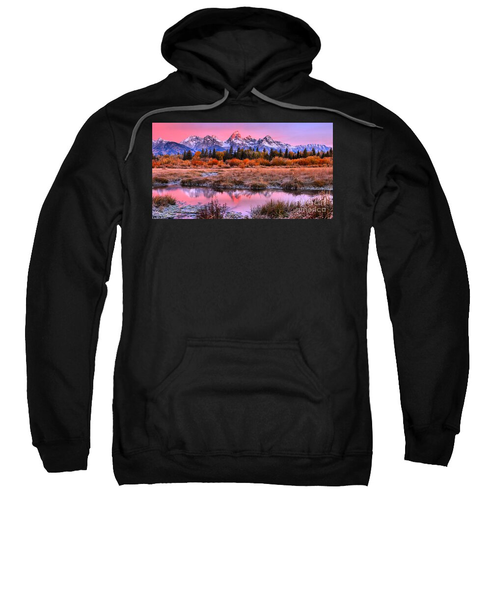 Grand Teton Sweatshirt featuring the photograph Red Tip On The Grand by Adam Jewell