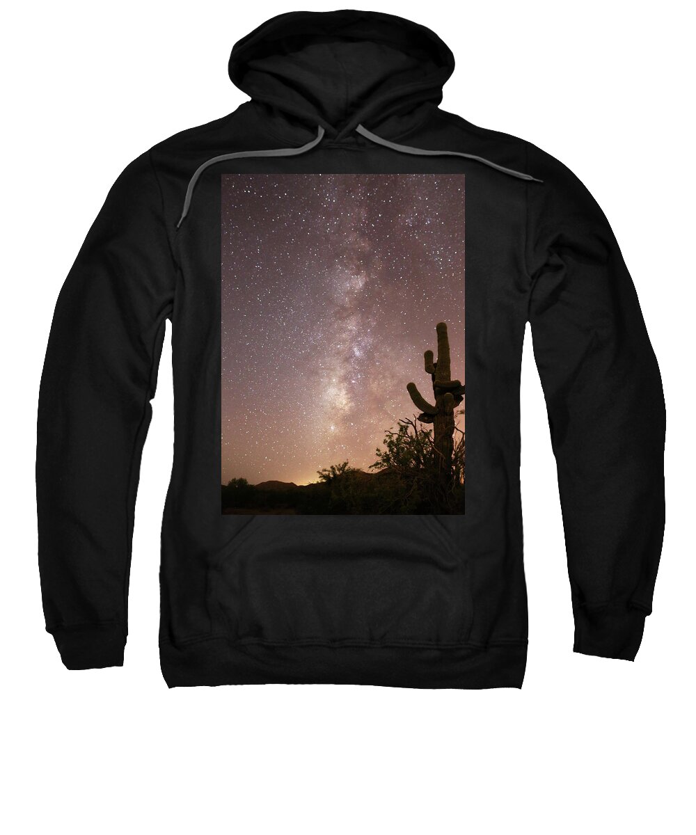 Cactus Sweatshirt featuring the photograph Saguaro Cactus and Milky Way by Jean Clark