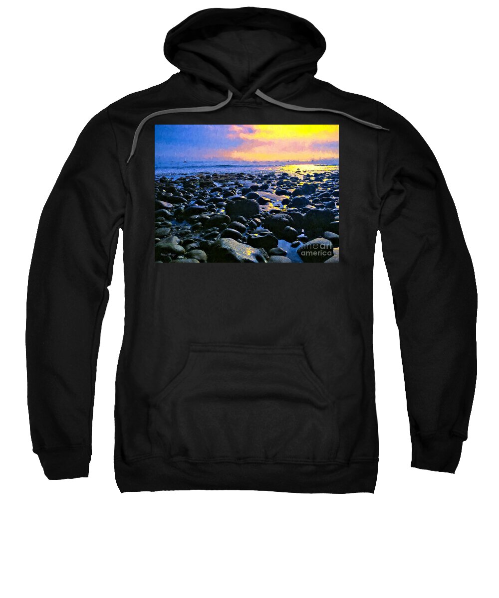 Santa Barbara Sweatshirt featuring the digital art Santa Barbara Beach Sunset California by Alicia Hollinger