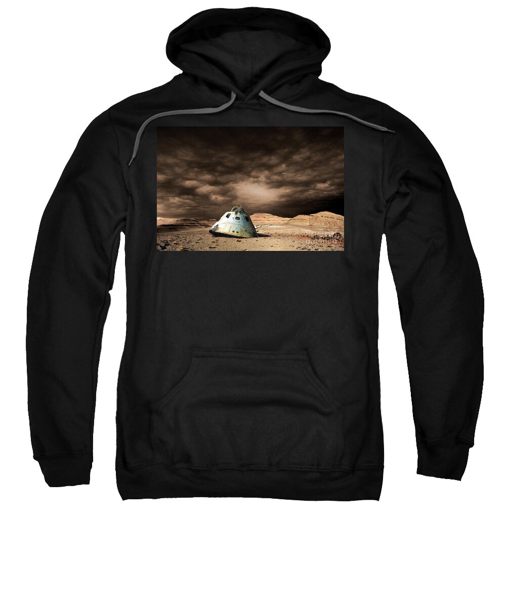 Abandoned Sweatshirt featuring the photograph Scorched Space Capsule In Barren by Marc Ward