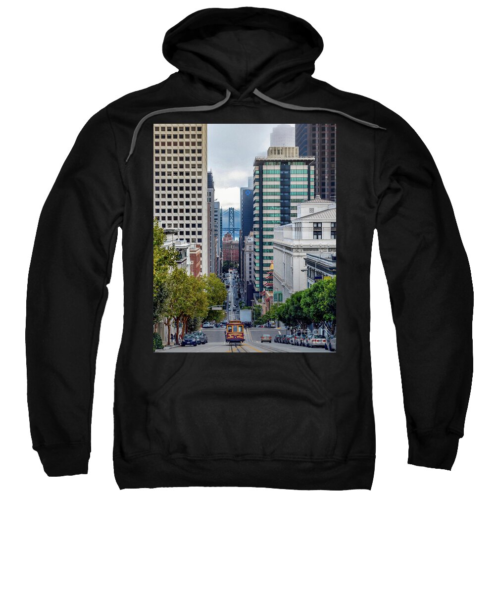 Sanfrancisco Sweatshirt featuring the photograph SF trolley by David Meznarich