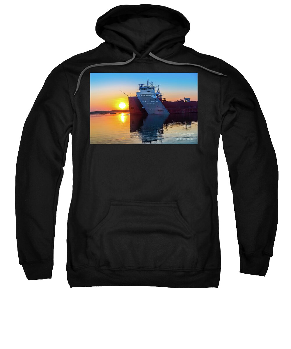 Ship Sweatshirt featuring the photograph Ship Cason J. Callaway Sunrise -1420 by Norris Seward