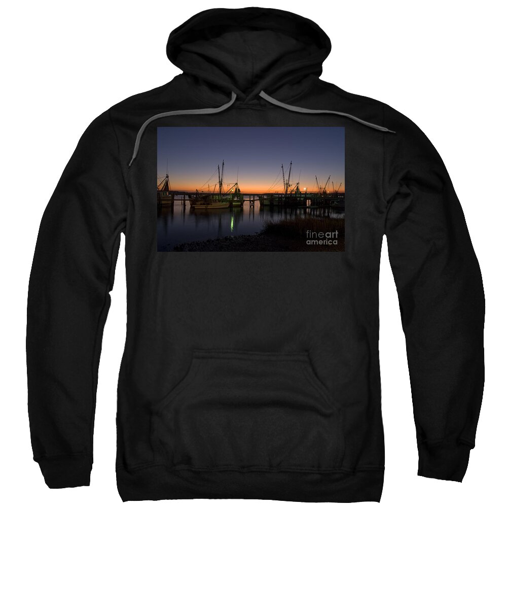 Fishing Sweatshirt featuring the photograph Shrimp Fleet Sunset by Tim Mulina