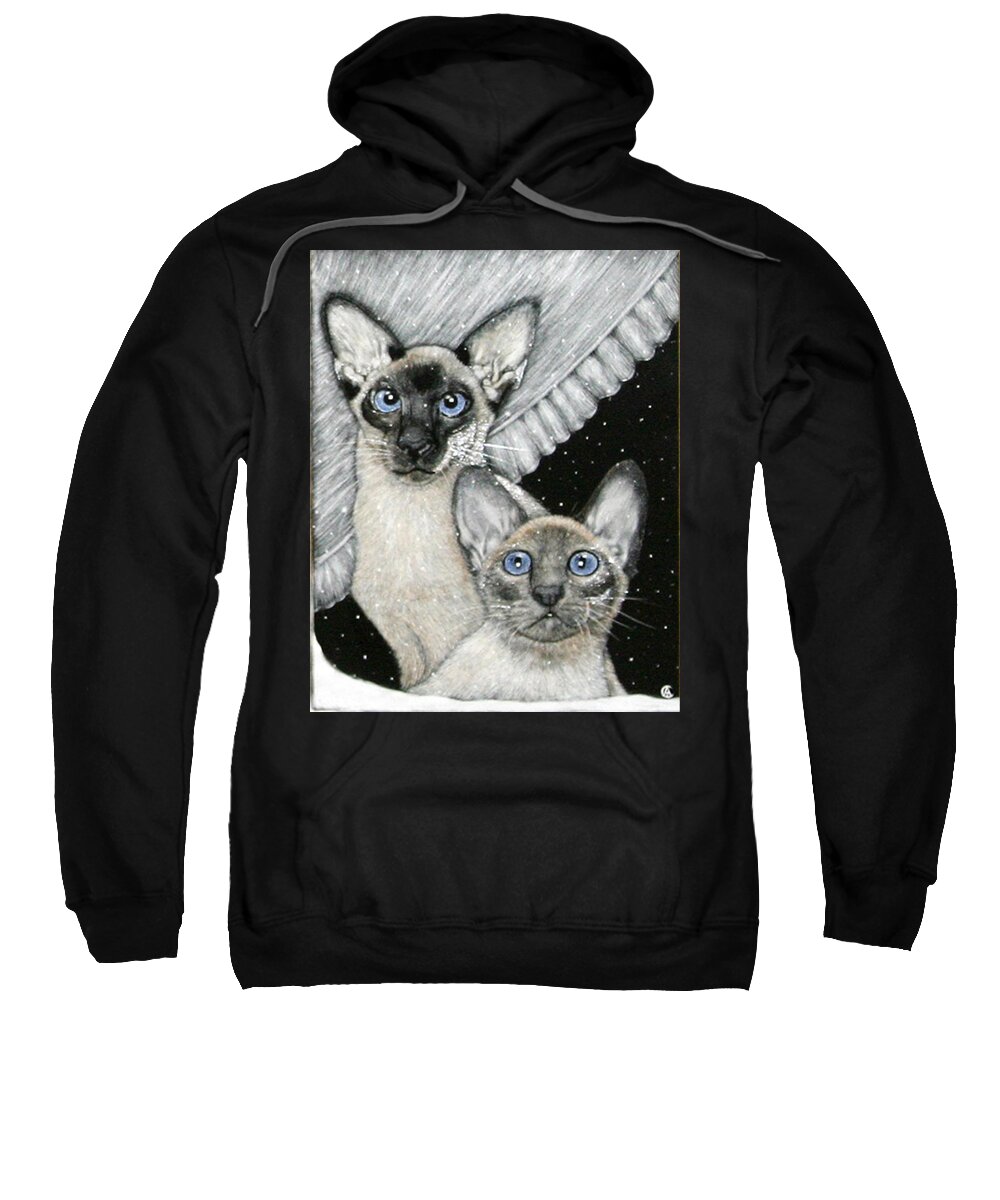 Cats Sweatshirt featuring the painting Siamese Cats by Angie Cockle