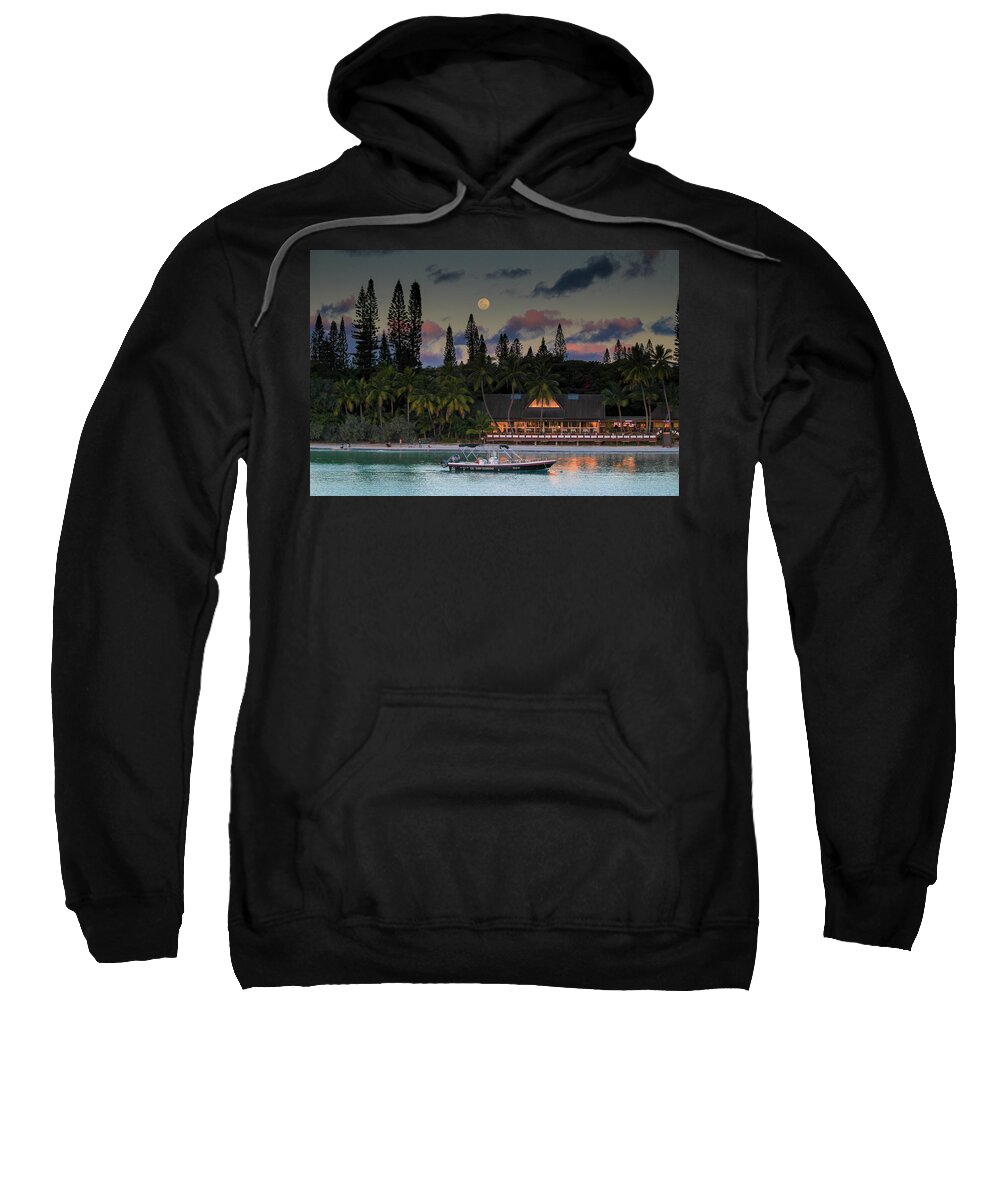 Beach Sweatshirt featuring the photograph South Pacific Moonrise by Steve Darden