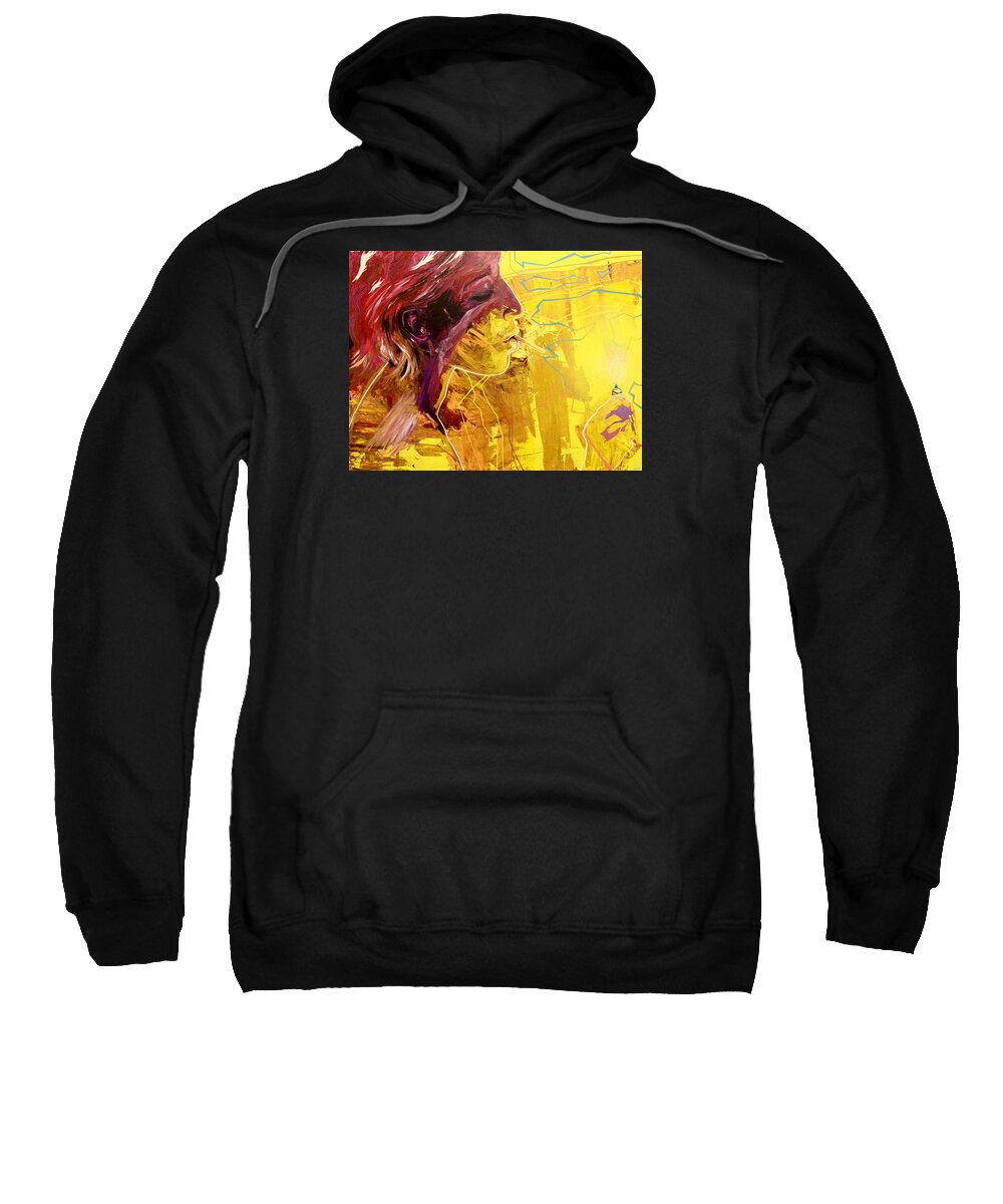 Noir Sweatshirt featuring the painting Stand Next To My Fire by Bobby Zeik