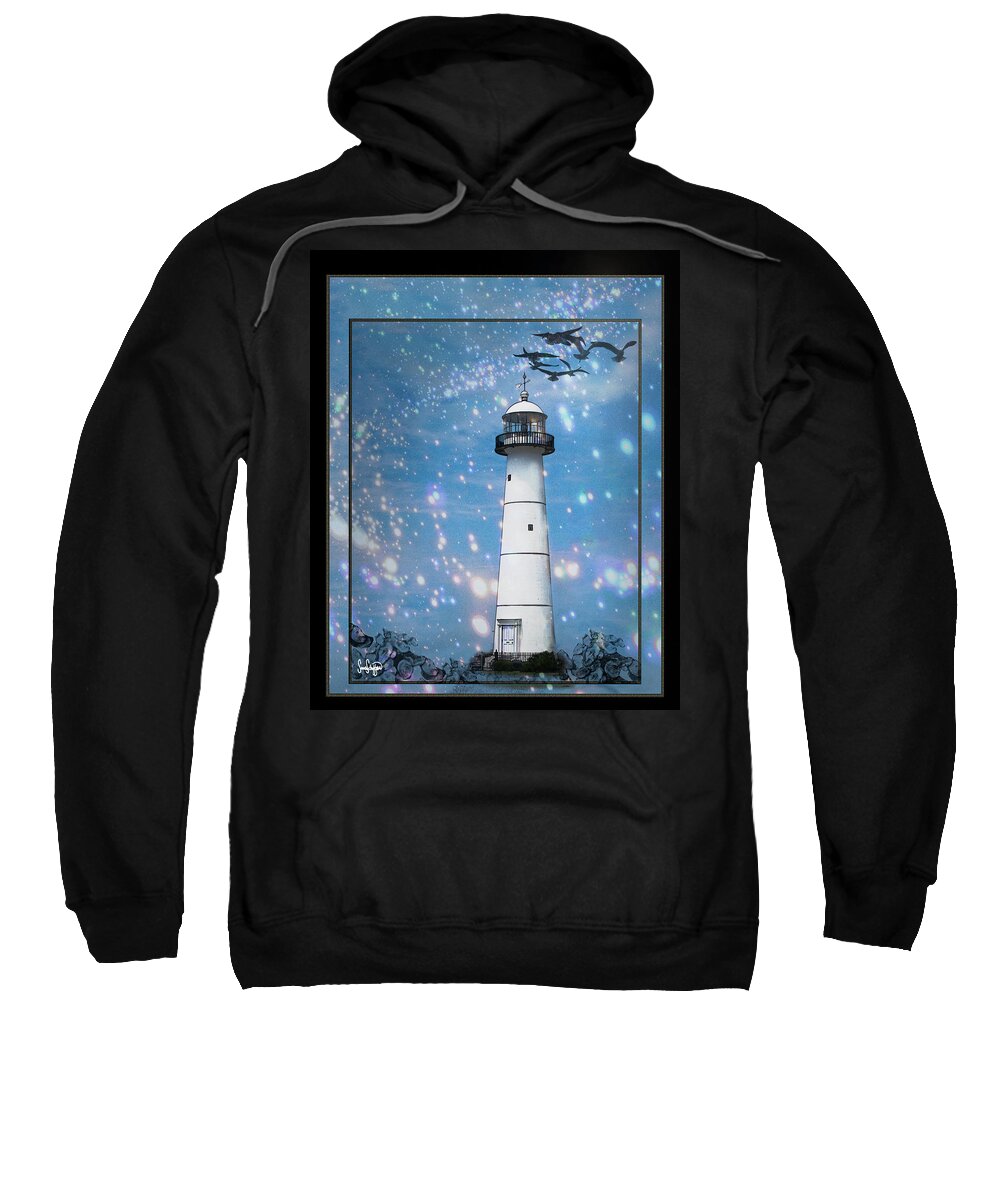 Lighthouse In Biloxi Sweatshirt featuring the photograph Starlight Lighthouse by Sandra Schiffner