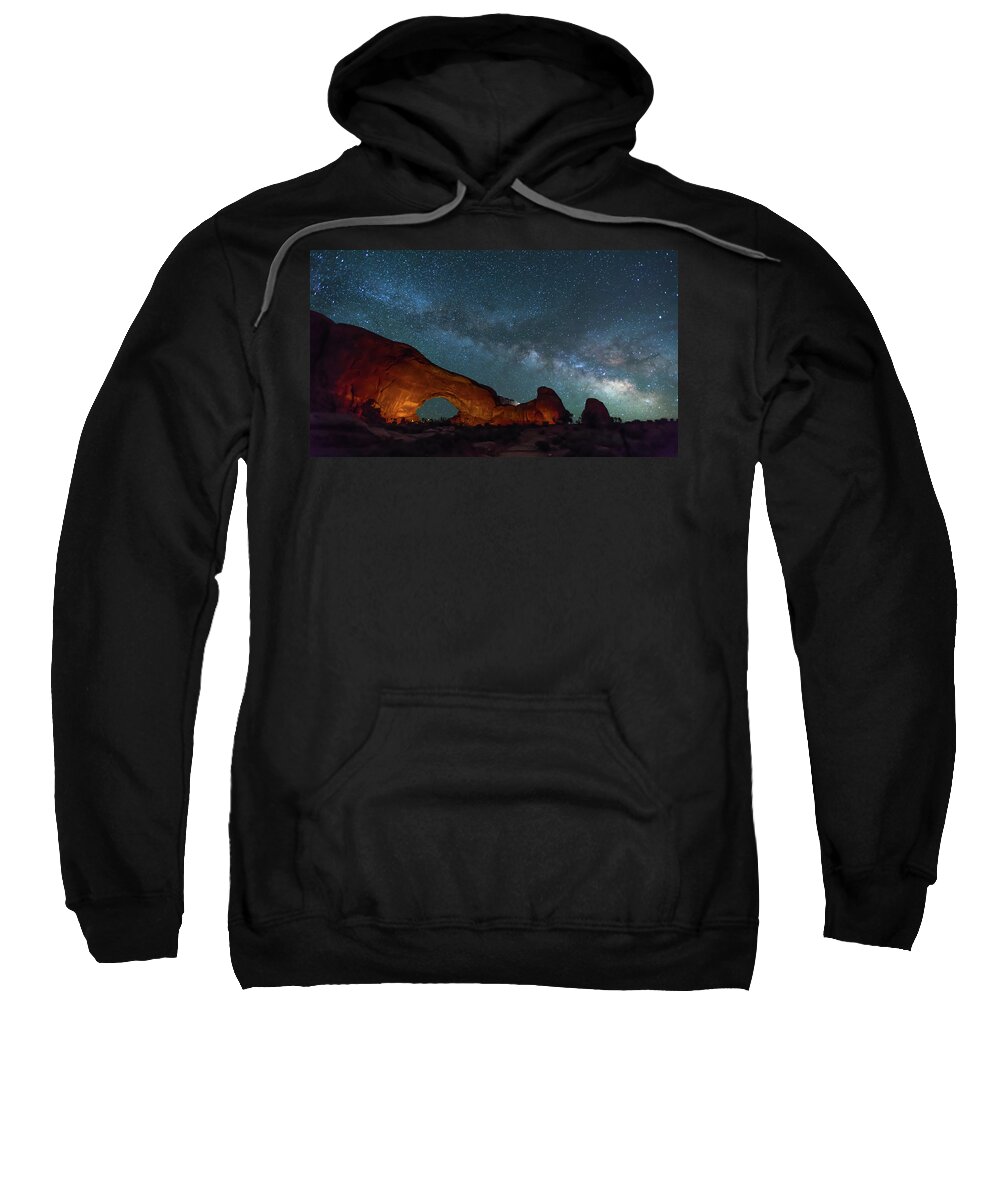 Arches National Park Sweatshirt featuring the photograph Starry Night at North Window Rock by Brenda Jacobs
