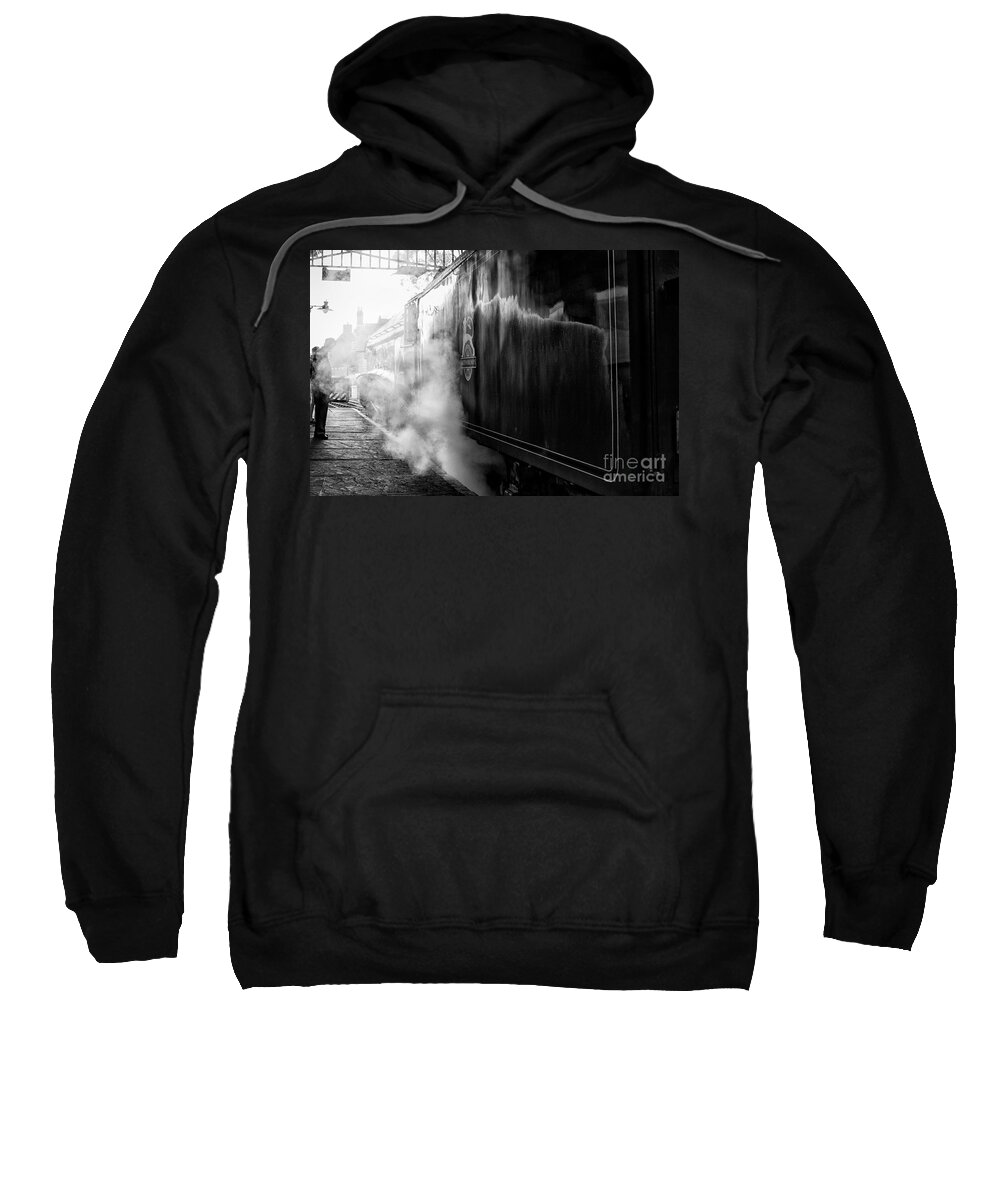 Moors Sweatshirt featuring the photograph Steam train at Pickering station by Patricia Hofmeester