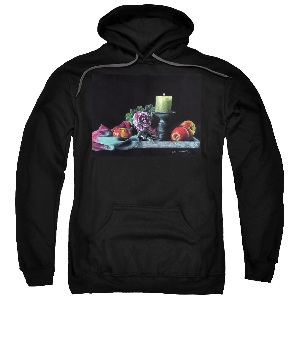Still Life Sweatshirt featuring the painting Still life with candle by John Neeve