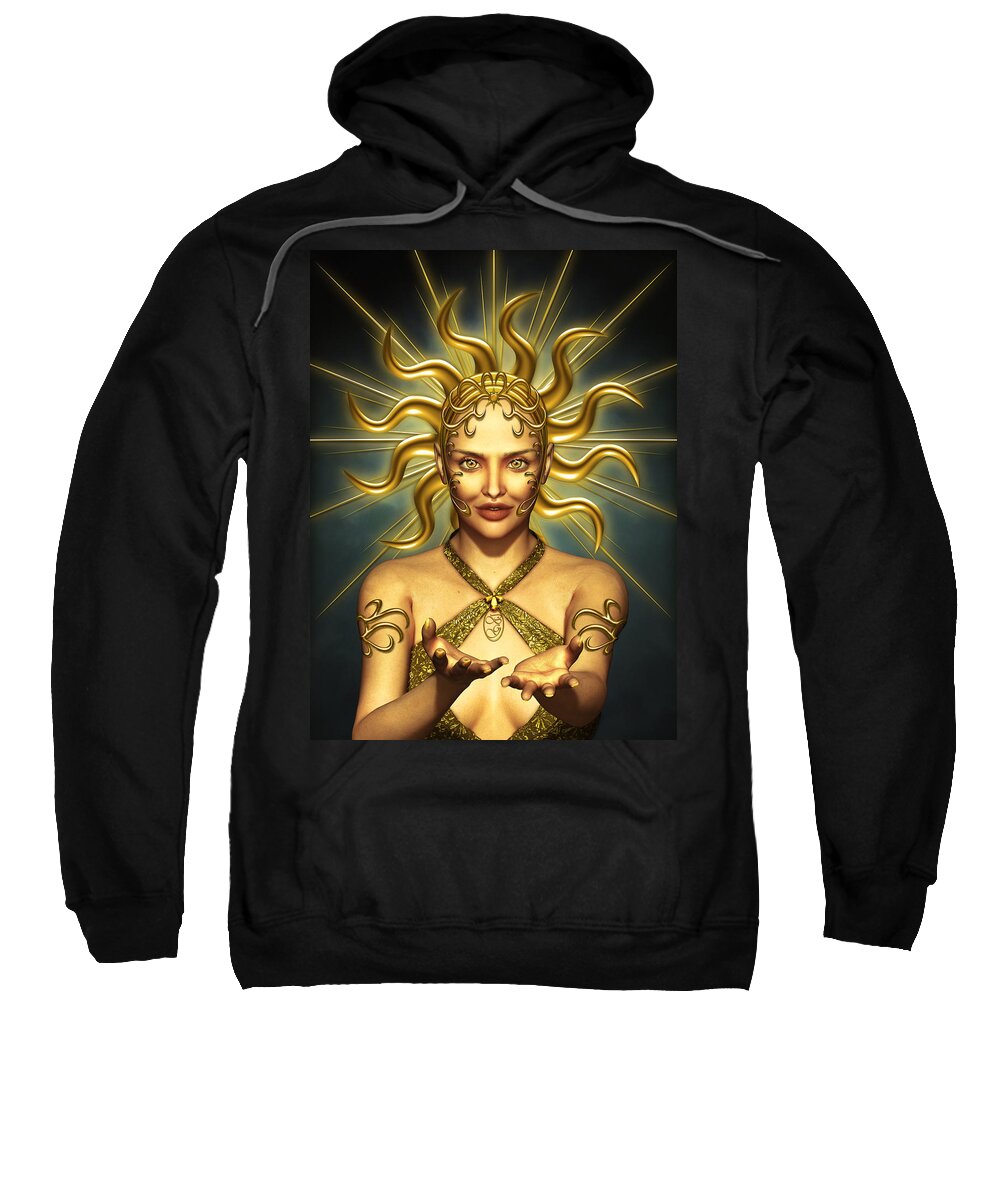 Woman Sweatshirt featuring the mixed media Sun goddess by Britta Glodde