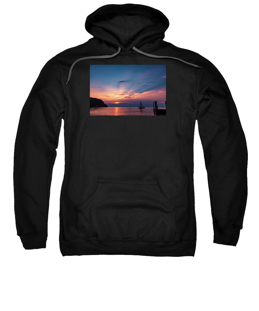 Sunset Sweatshirt featuring the photograph Sunset Sail by Terri Hart-Ellis