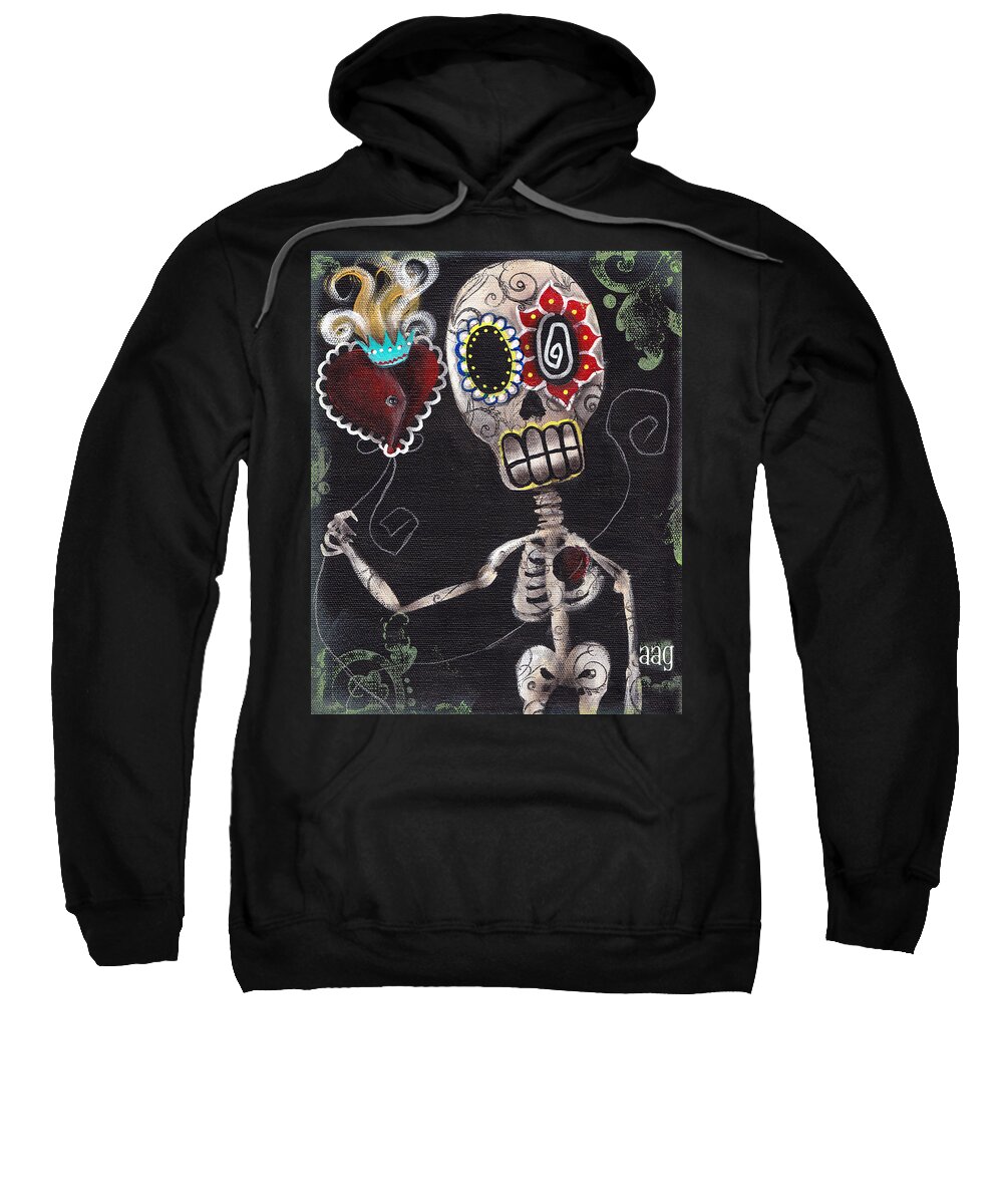Day Of The Dead Sweatshirt featuring the painting Take my Heart by Abril Andrade