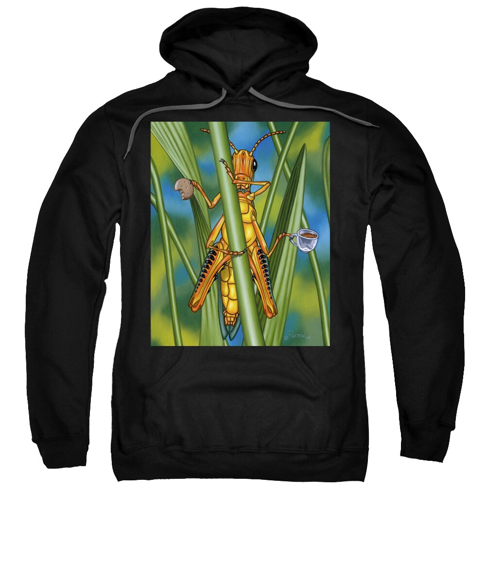 Grasshopper Sweatshirt featuring the painting Tea Time by Paxton Mobley