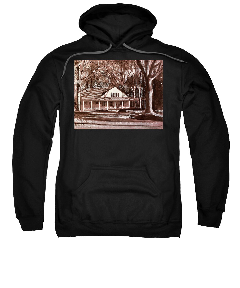 Little River Farm Sweatshirt featuring the painting The Farmhouse by David Zimmerman
