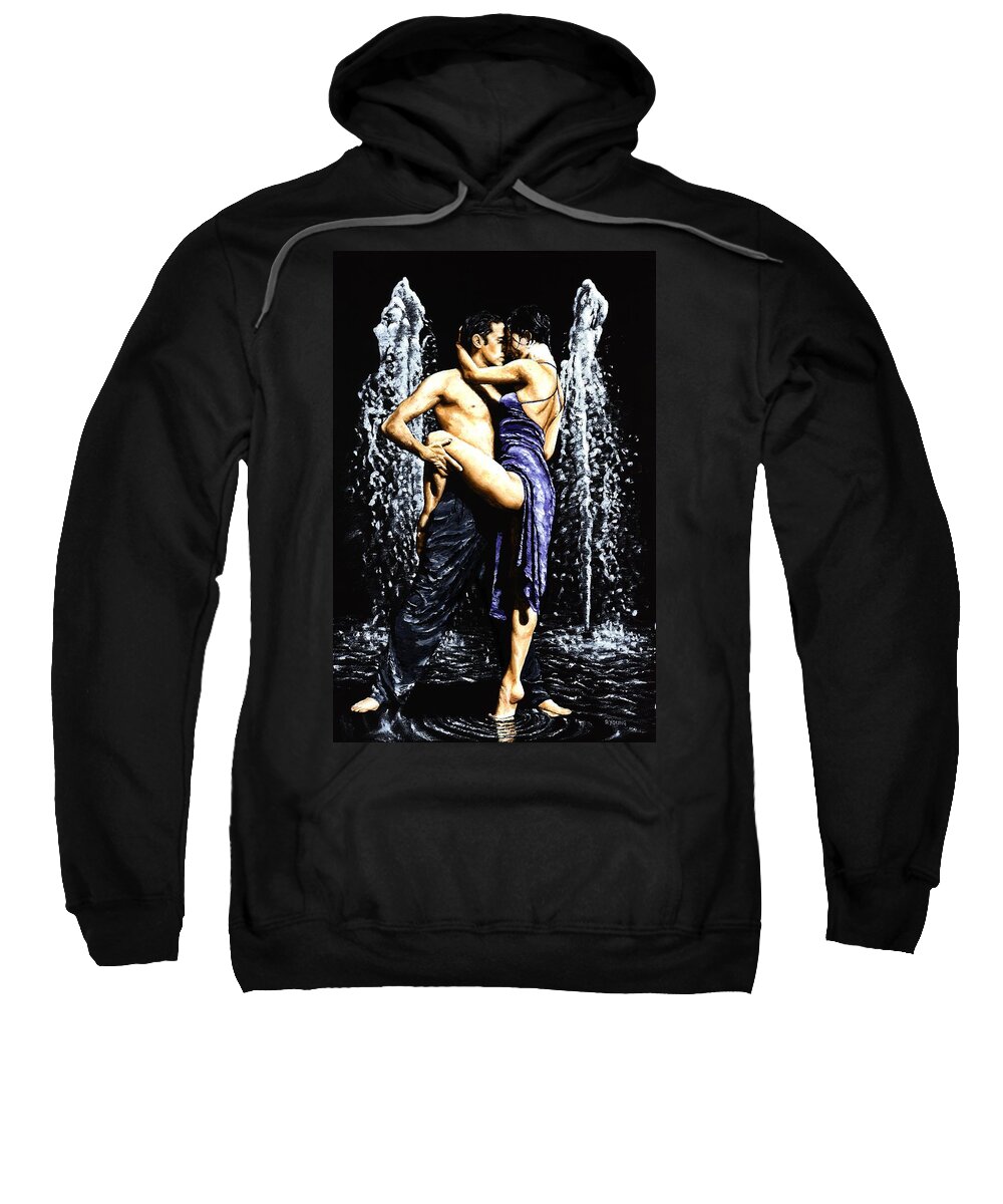 Tango Sweatshirt featuring the painting The Fountain of Tango by Richard Young