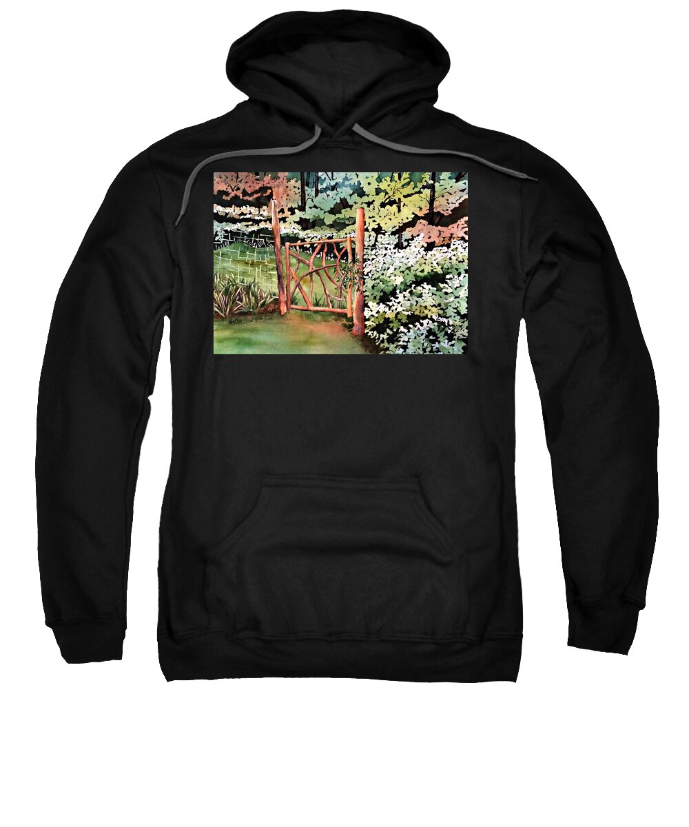 Gate Sweatshirt featuring the painting The Gate by Beth Fontenot