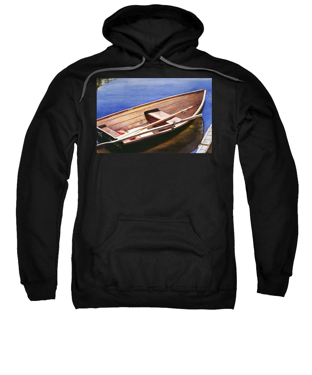 Landscape Sweatshirt featuring the painting The Lake Boat by Barbara Pease