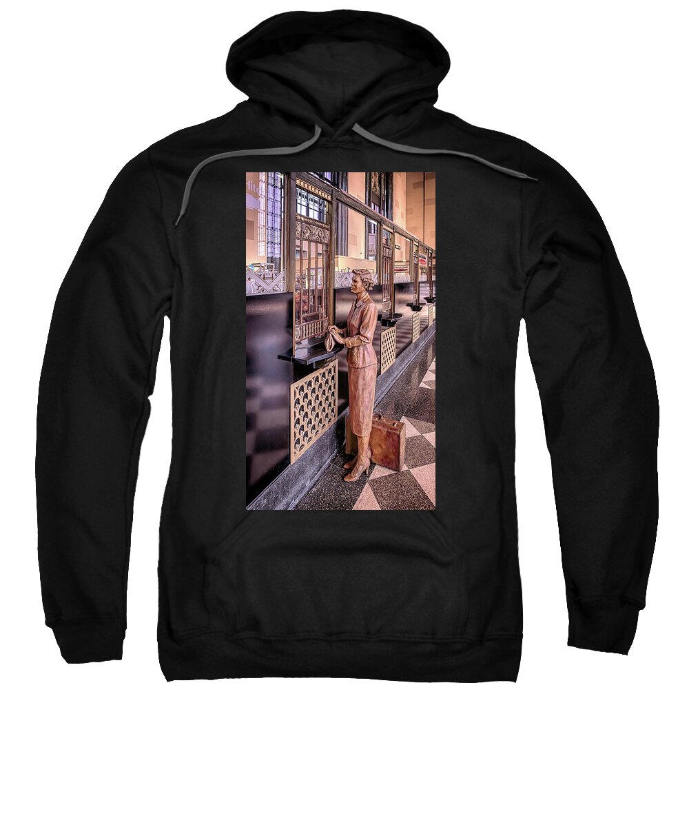 Union Station Sweatshirt featuring the photograph The Ticket Counter by Susan Rissi Tregoning