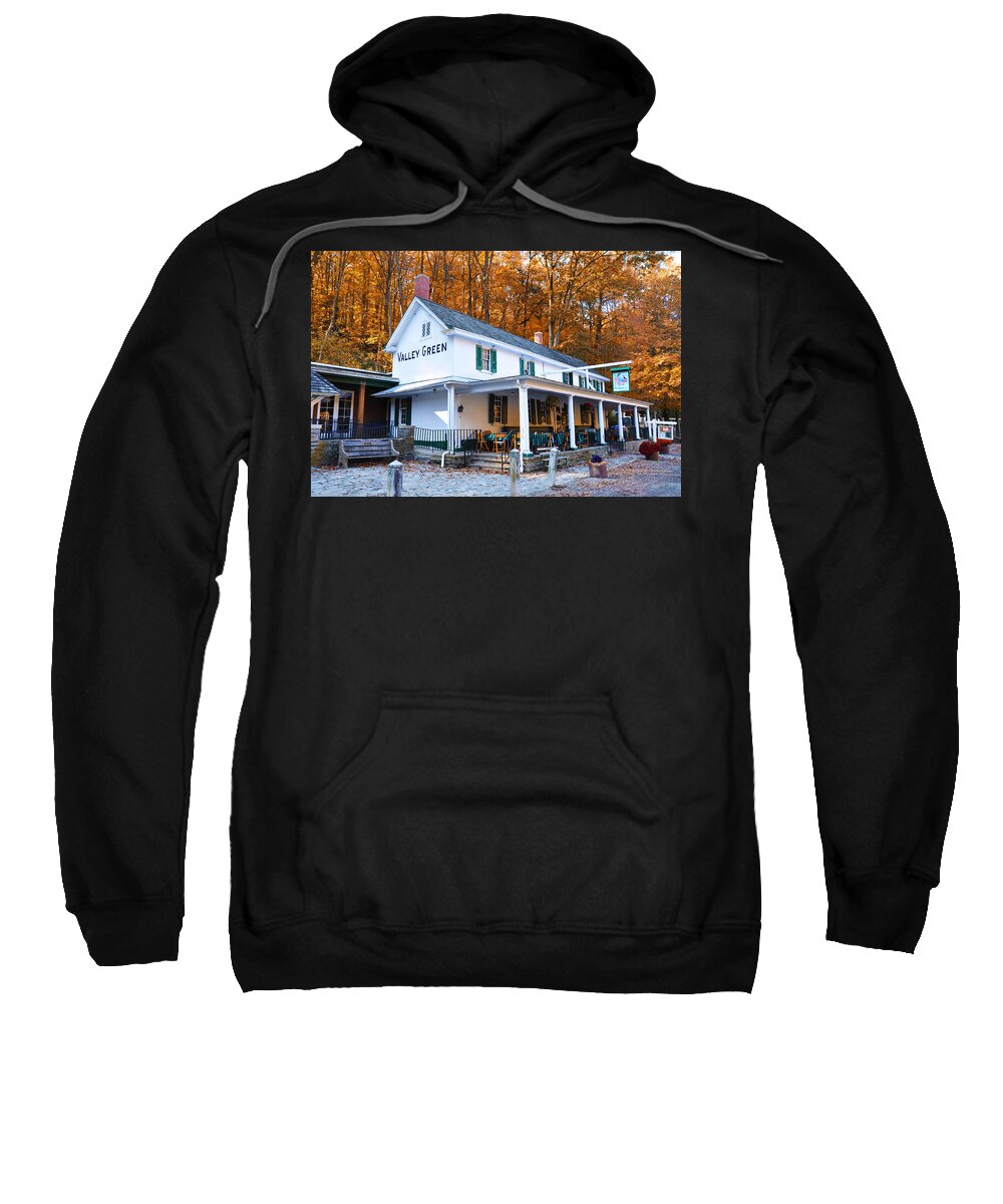 Valley Green Sweatshirt featuring the photograph The Valley Green Inn in Autumn by Bill Cannon