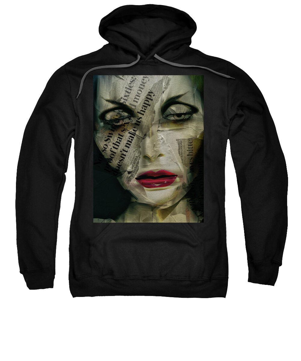 Woman Sweatshirt featuring the digital art The woman with the newspaper by Gabi Hampe