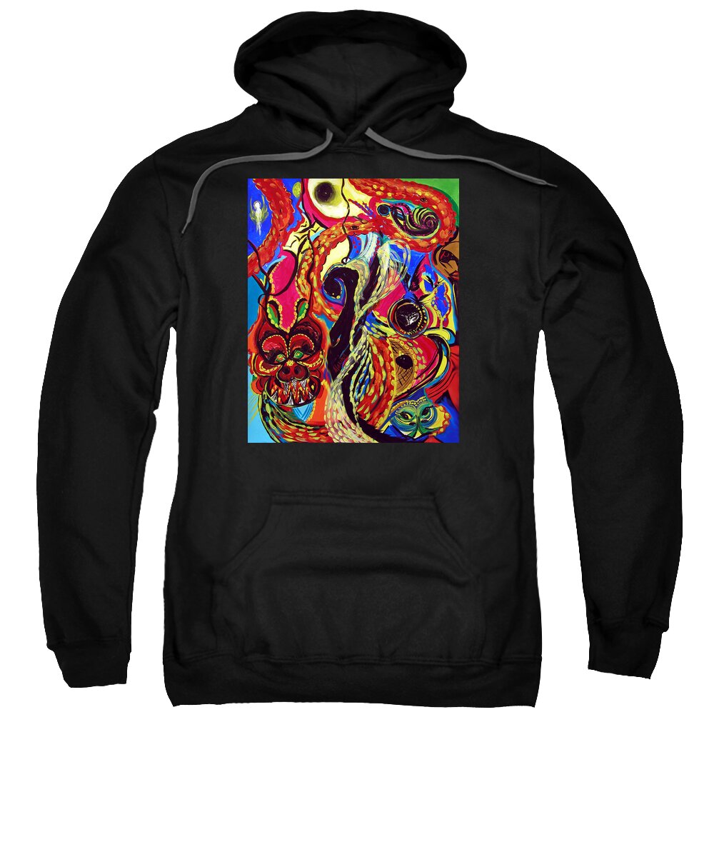 Abstract Sweatshirt featuring the painting Angel And Dragon by Marina Petro