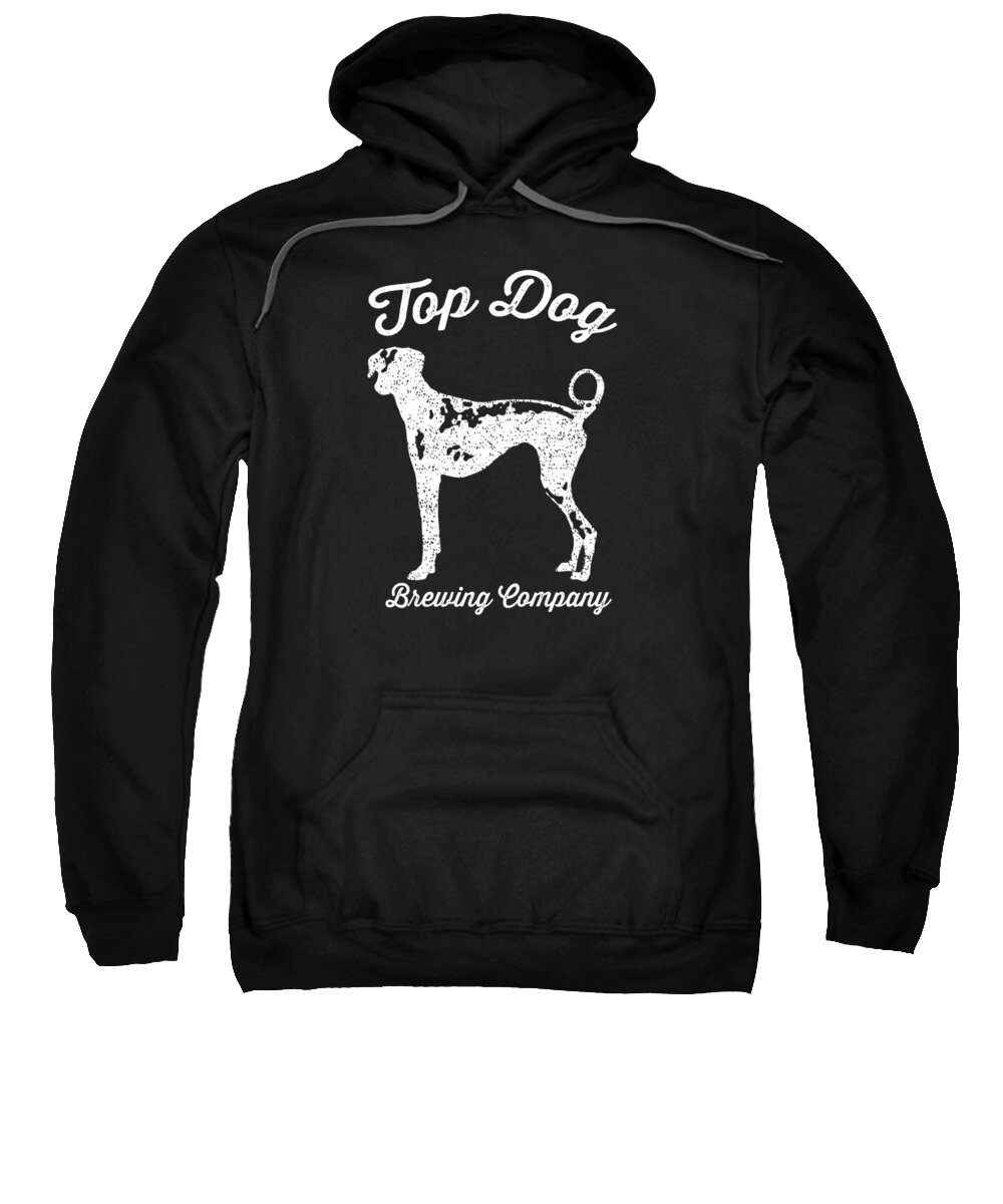 Dog Sweatshirt featuring the digital art Top Dog Brewing Company Tee White Ink by Edward Fielding