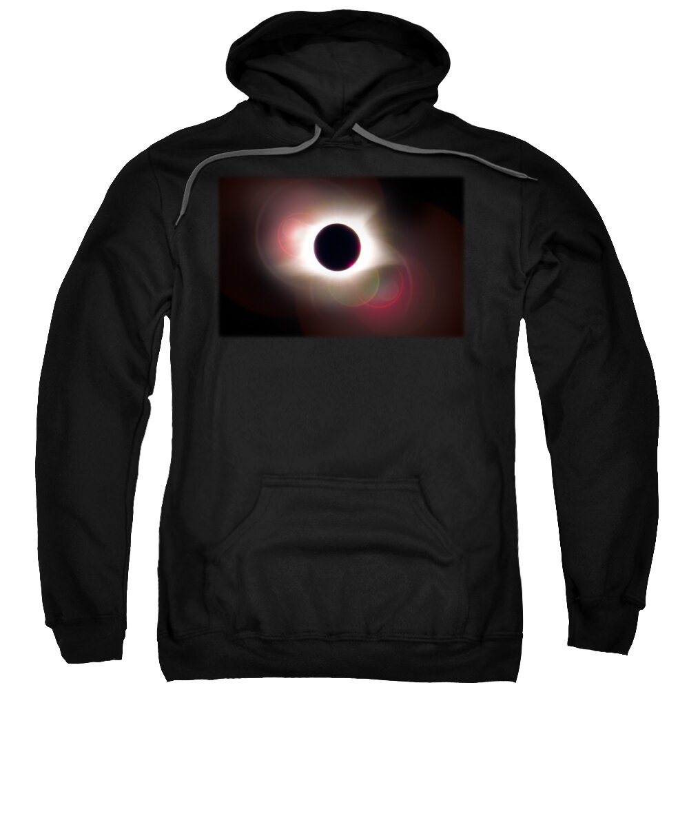 Total Sweatshirt featuring the photograph Total Eclipse of the Sun T Shirt Art with Solar Flares by Debra and Dave Vanderlaan