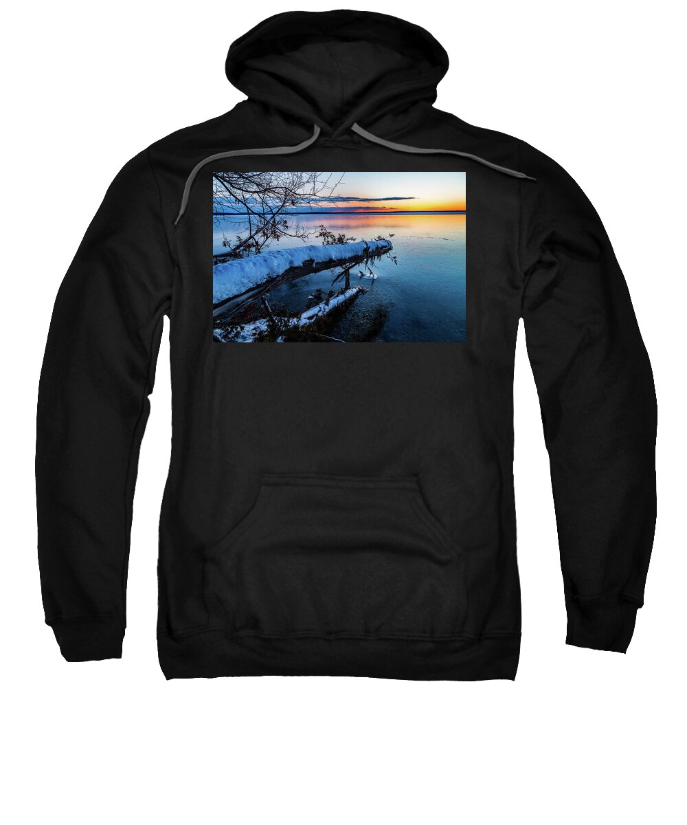 Higgins Lake Sweatshirt featuring the photograph Trees and Ice by Joe Holley