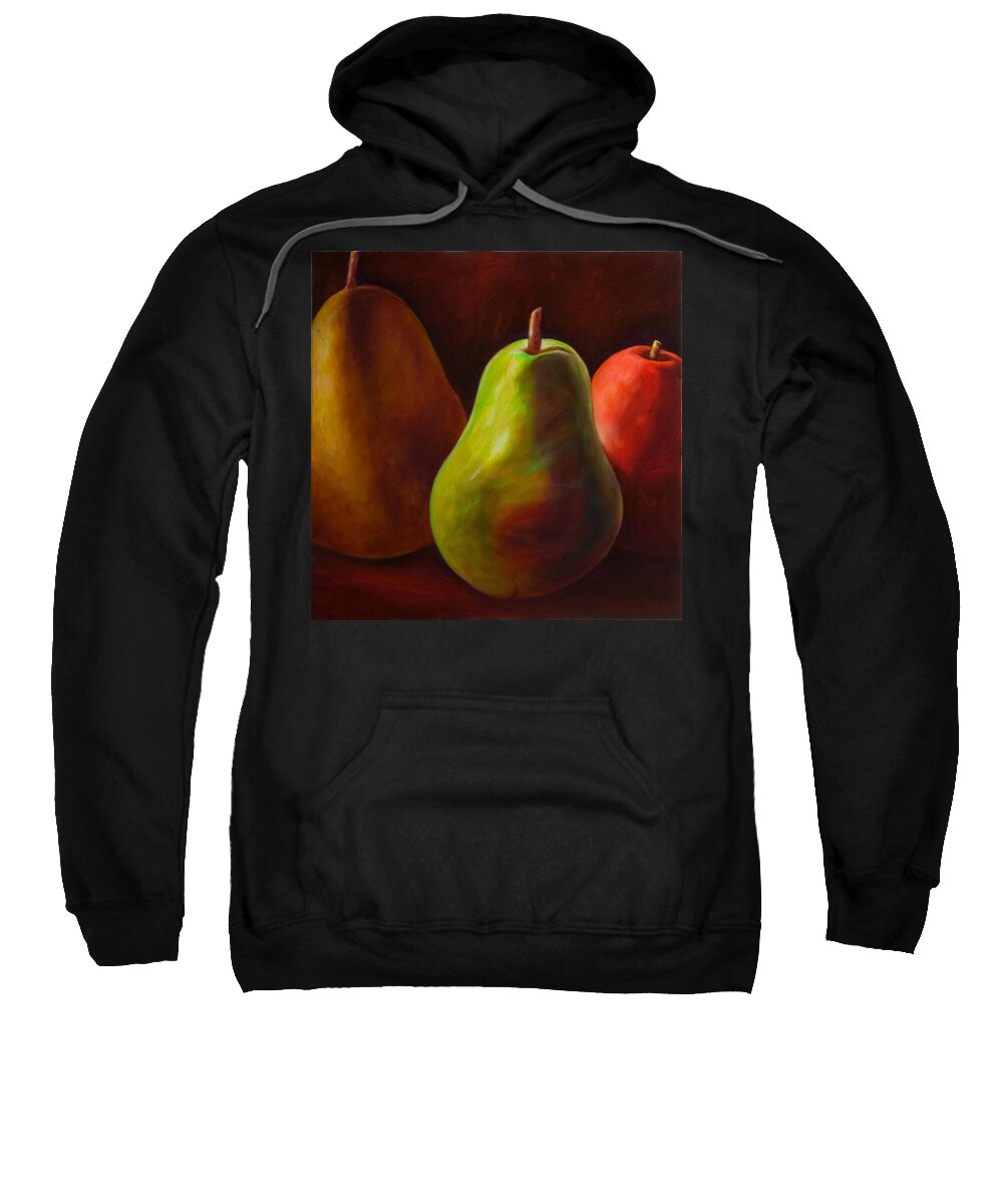 Fruit Sweatshirt featuring the painting Tri Pear by Shannon Grissom