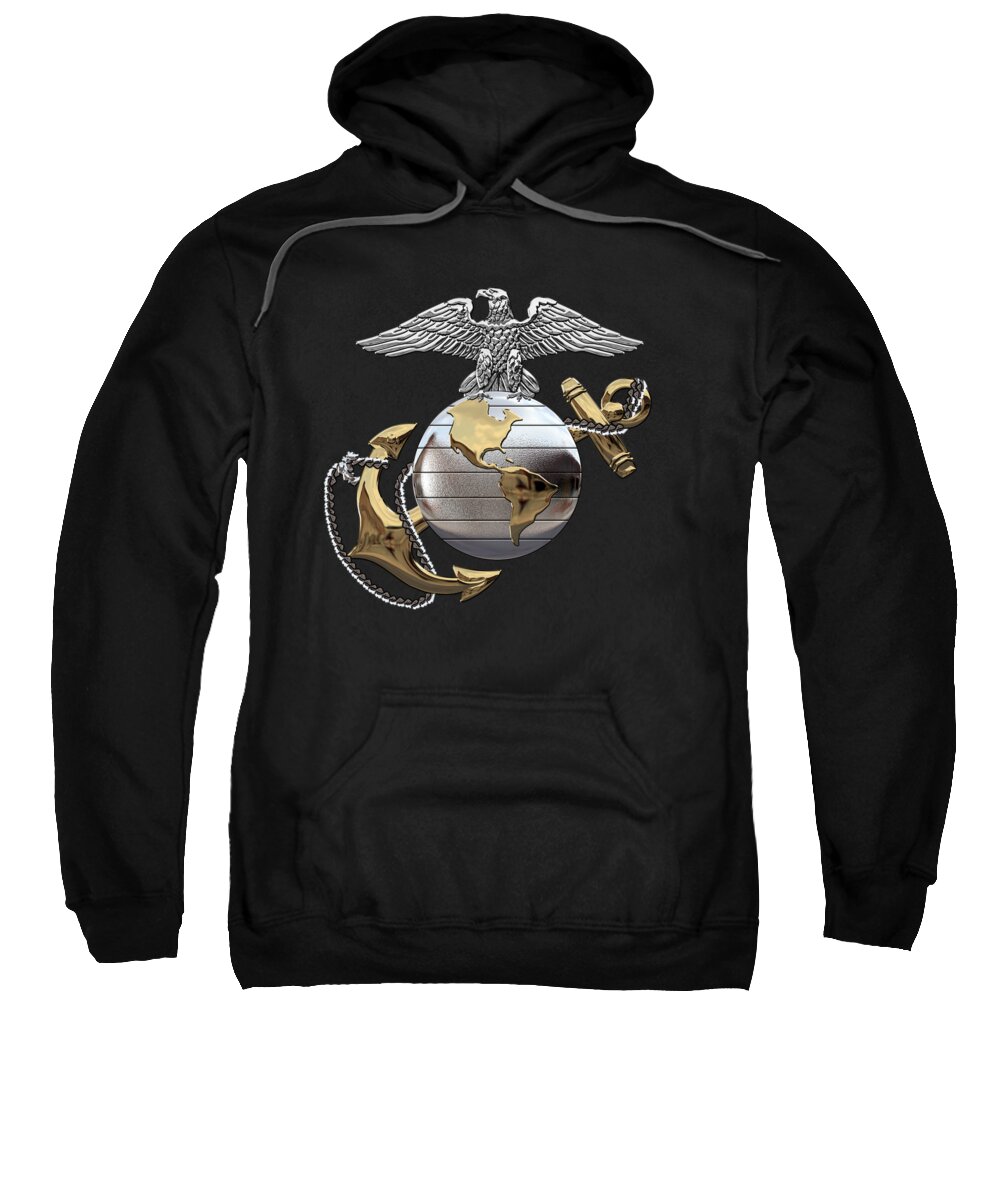 'usmc' Collection By Serge Averbukh Sweatshirt featuring the digital art U S M C Eagle Globe and Anchor - C O and Warrant Officer E G A over Black Velvet by Serge Averbukh