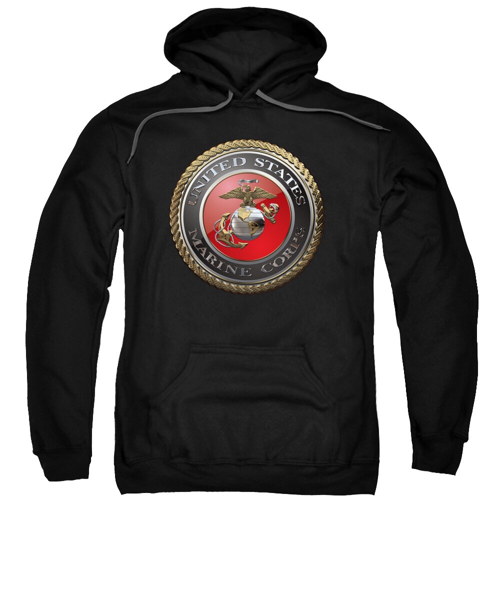 'usmc' Collection By Serge Averbukh Sweatshirt featuring the digital art U. S. Marine Corps - U S M C Emblem over Black Velvet by Serge Averbukh