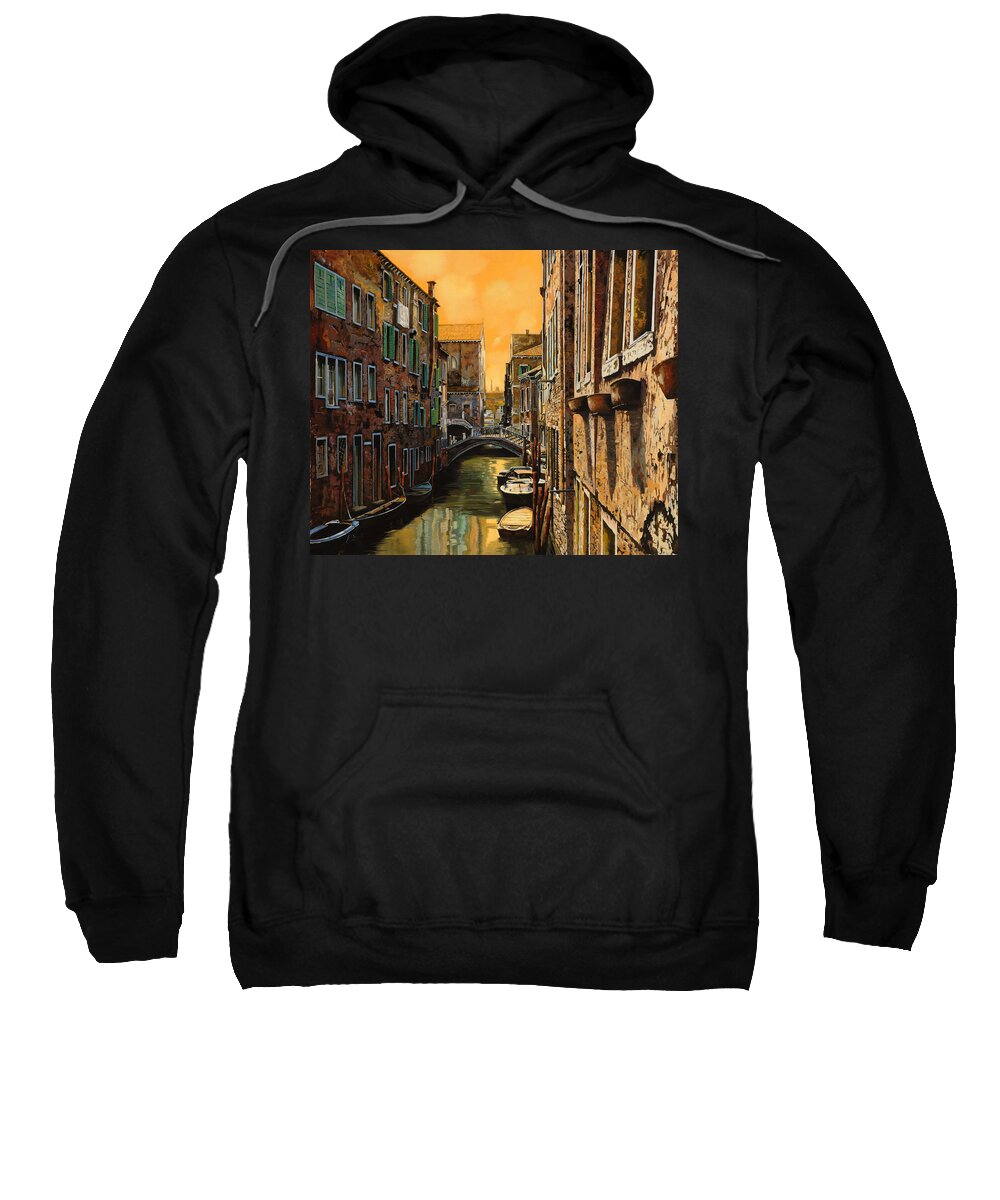 Venice Sweatshirt featuring the painting Venezia Al Tramonto by Guido Borelli