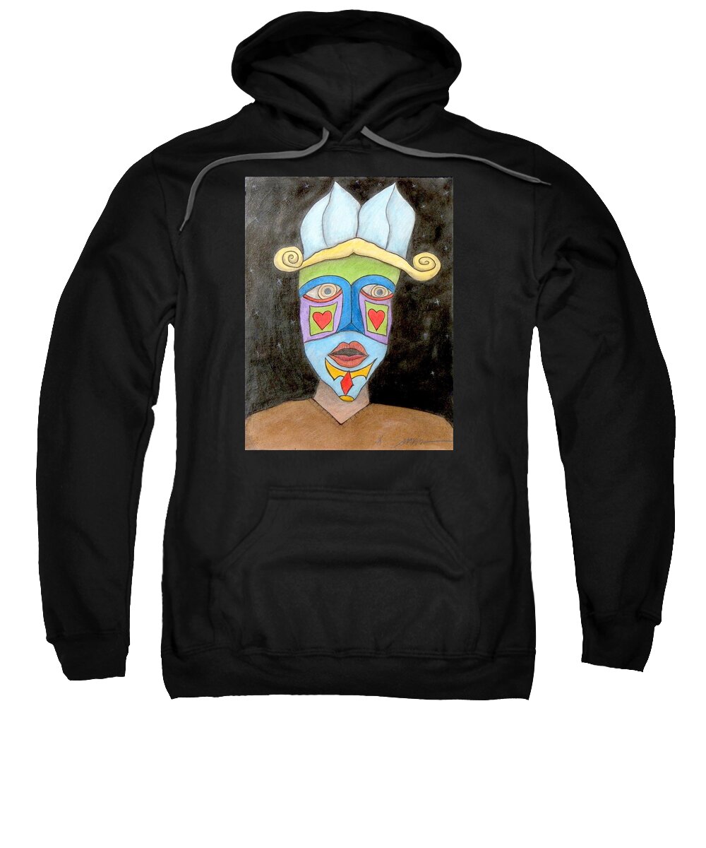Portraits Sweatshirt featuring the painting Viejo Mask by Michael Sharber