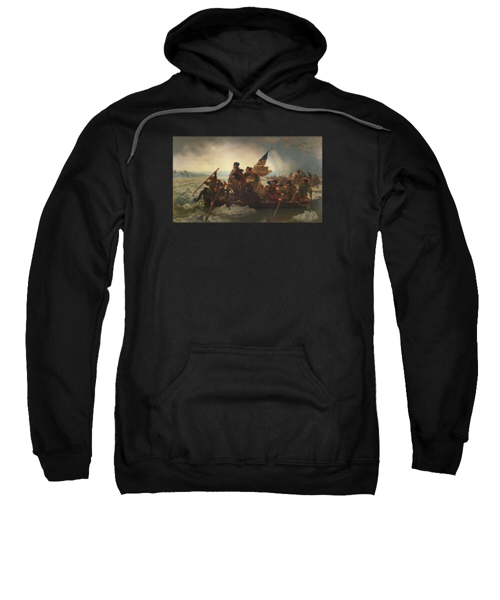 George Washington Sweatshirt featuring the painting Washington Crossing The Delaware by War Is Hell Store