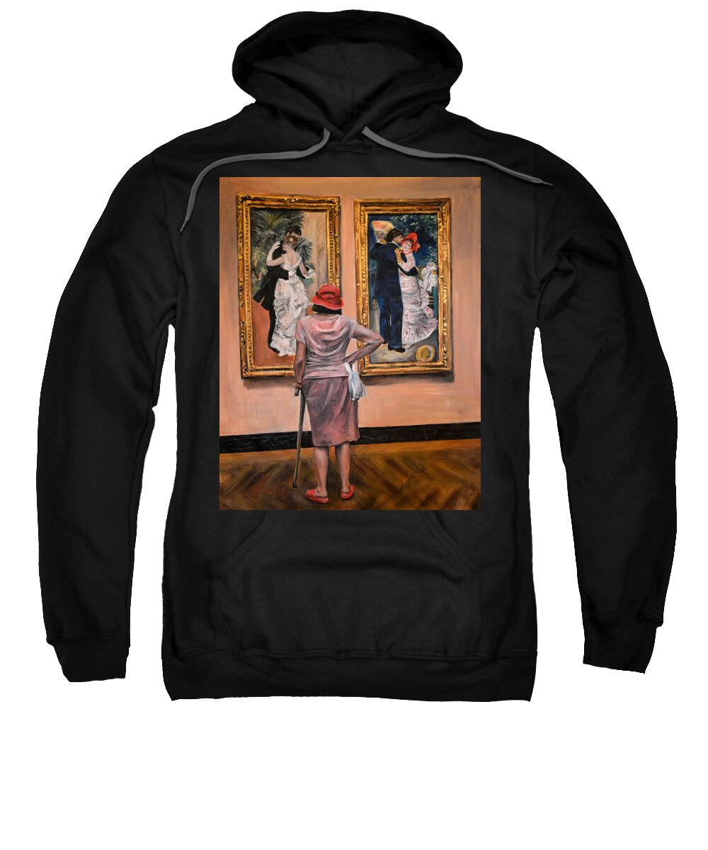 Famous Paintings Sweatshirt featuring the painting Watching renoir dancers by Escha Van den bogerd