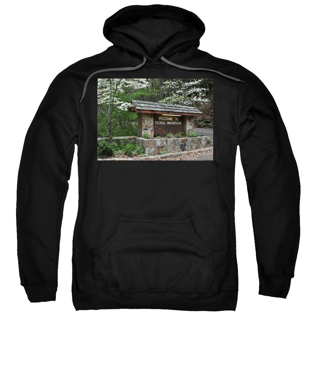 Welcome Sweatshirt featuring the photograph Welcome to Signal Mountain Spring by Tom and Pat Cory