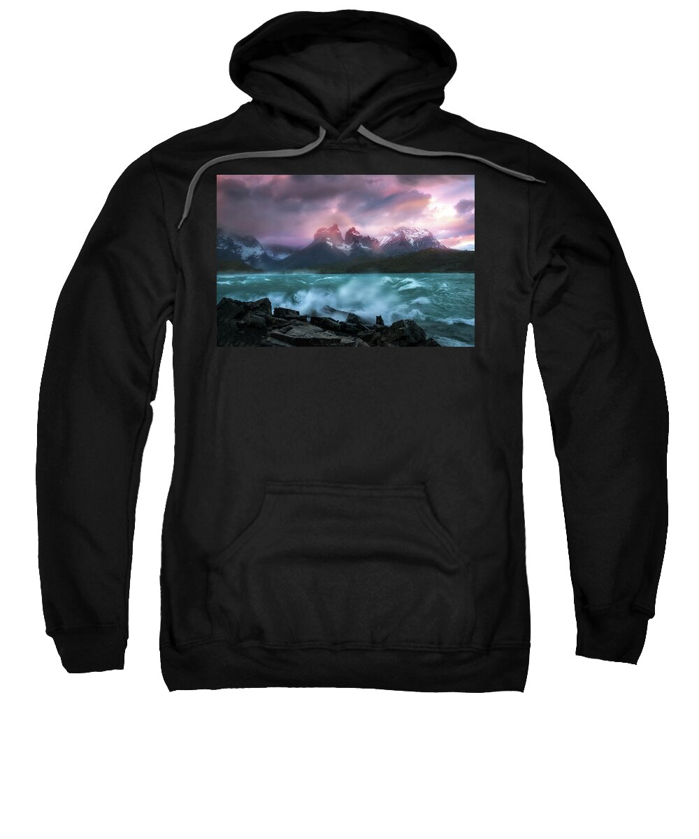 Paine Massif Sweatshirt featuring the photograph Wild Sunset by Nicki Frates