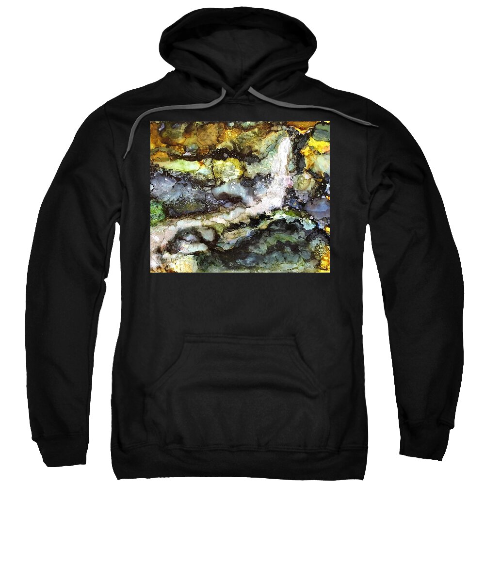 Waterfall Sweatshirt featuring the painting Wilderness Waterfall by Sandra Lee Scott