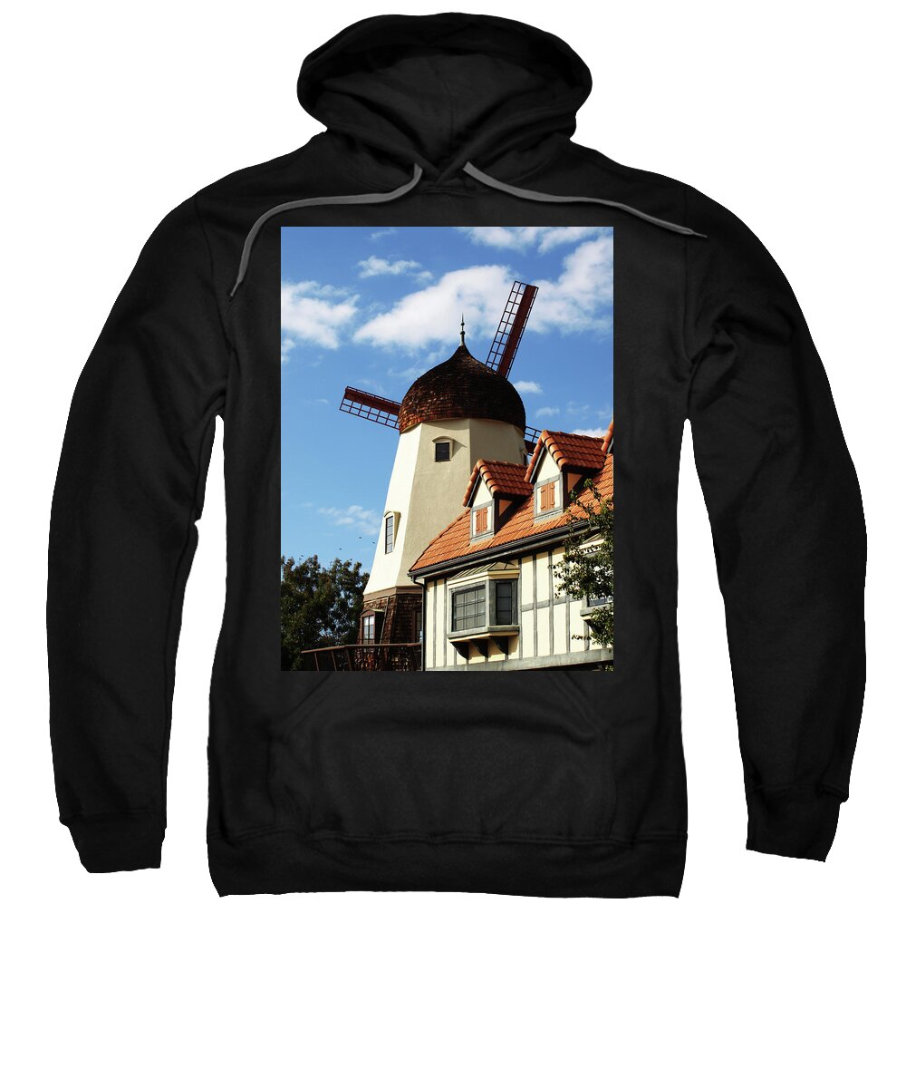 Windmill Sweatshirt featuring the photograph Windmill at Solvang, California by Mary Capriole