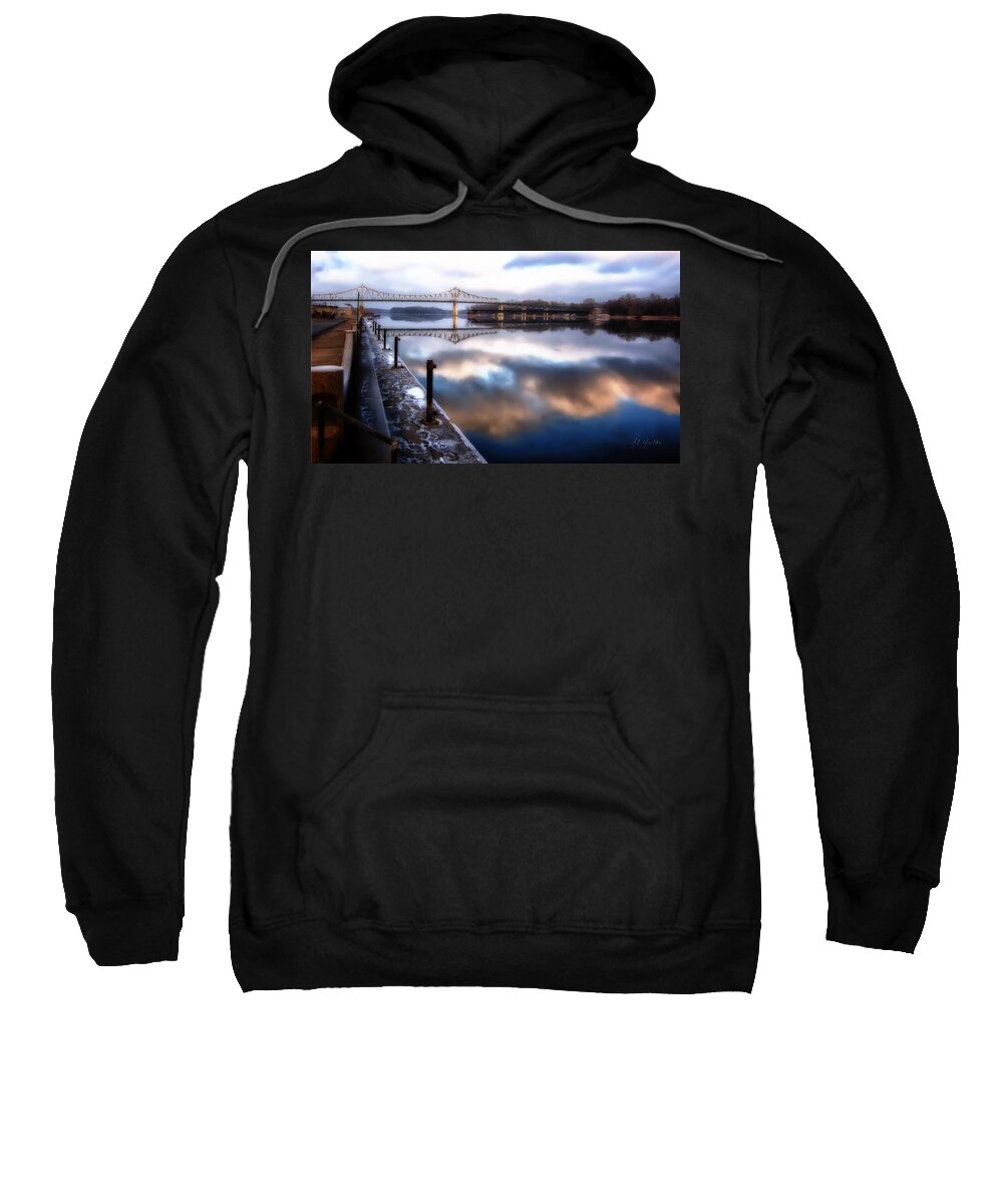 River Sweatshirt featuring the photograph Winter at the Levee by Al Mueller